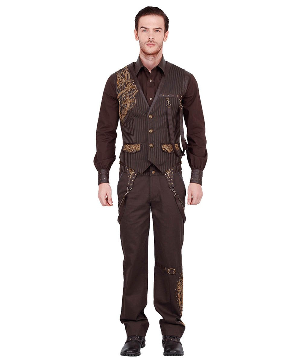 Keifer Steampunk Embroidered Men's Waist Coat