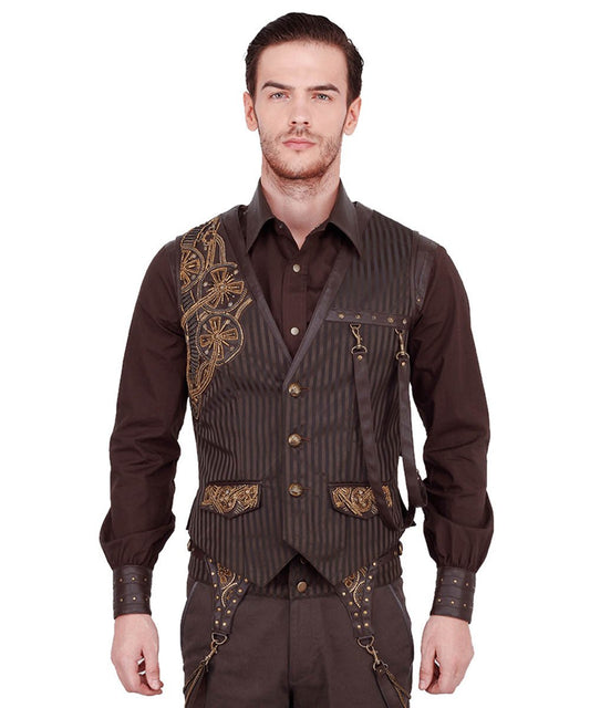Keifer Steampunk Embroidered Men's Waist Coat