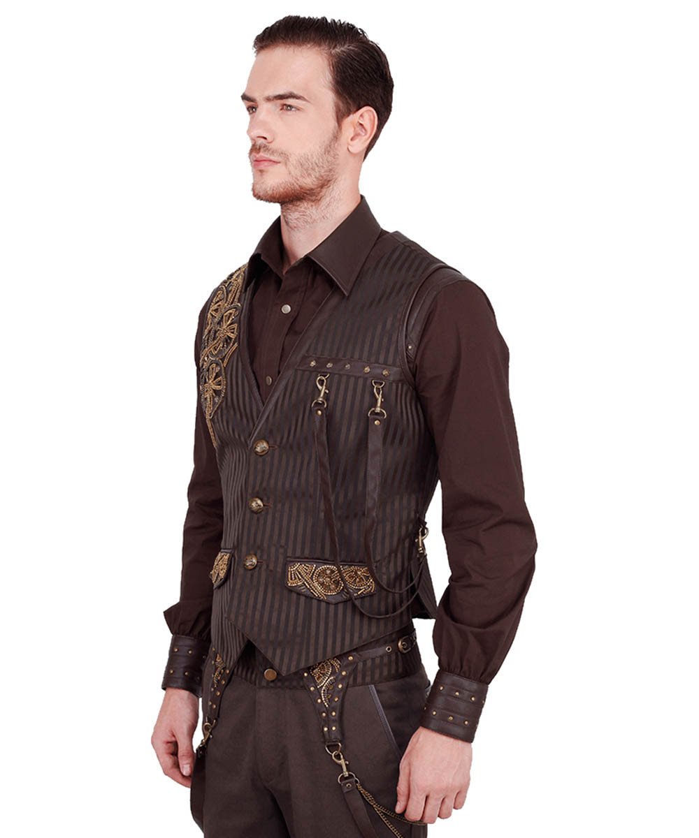 Keifer Steampunk Embroidered Men's Waist Coat