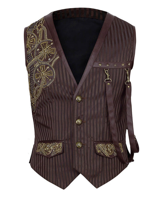 Keifer Steampunk Embroidered Men's Waist Coat