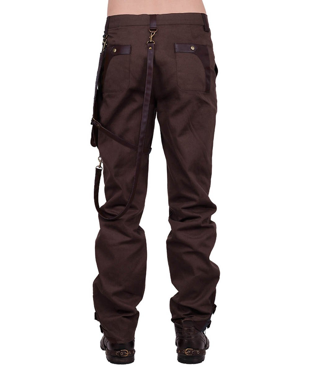 Emest Steampunk Men's Trouser in Brown Cotton