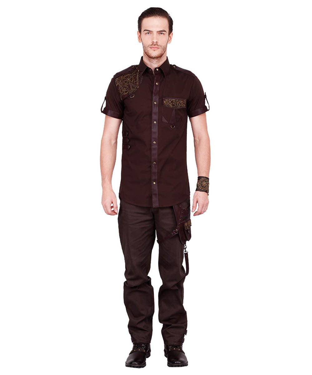 Emest Steampunk Men's Trouser in Brown Cotton