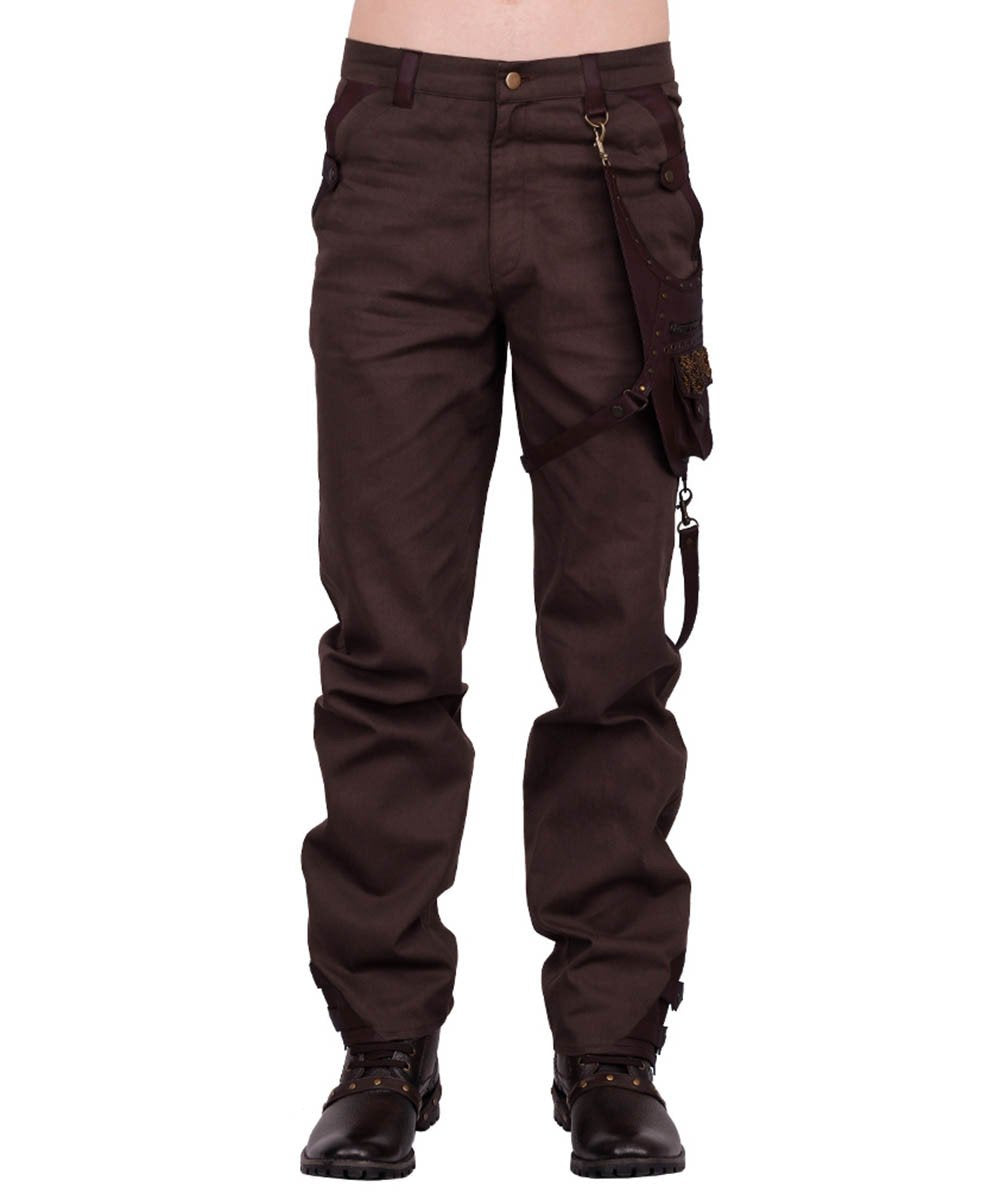 Emest Steampunk Men's Trouser in Brown Cotton