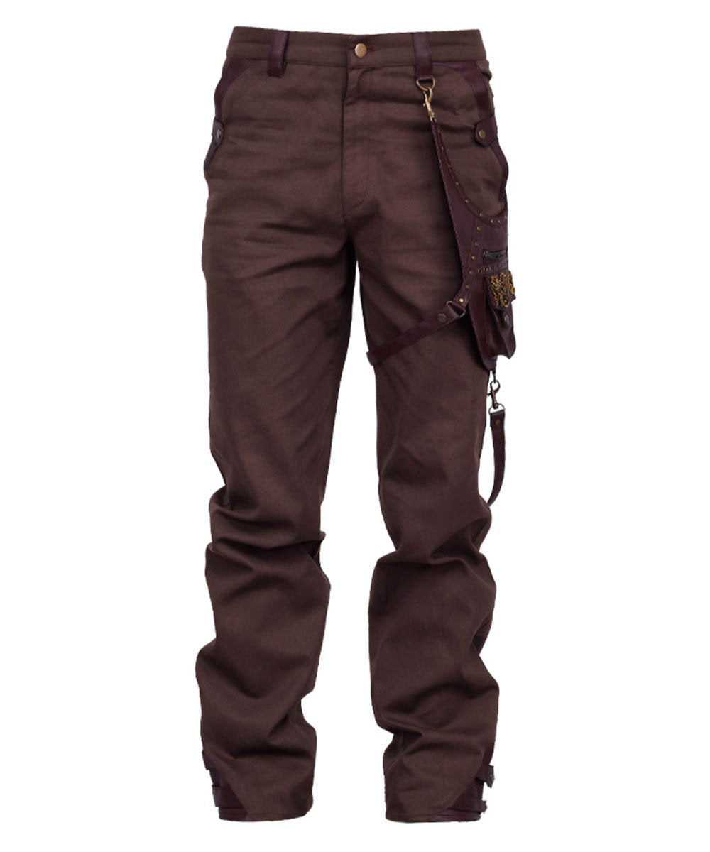 Emest Steampunk Men's Trouser in Brown Cotton