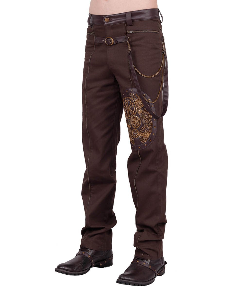 Erchanbold Cotton Steampunk Men's Trouser