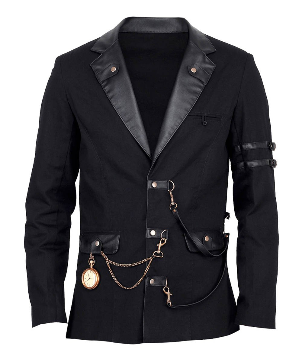 Hahn Steampunk Cotton Single Breasted Men's Jacket