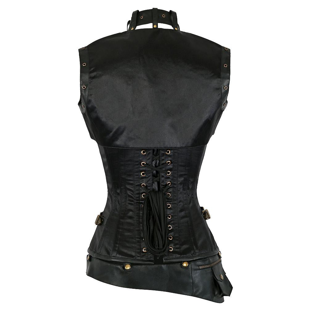 Lucette Steampunk Black Satin Ovrebust Corset