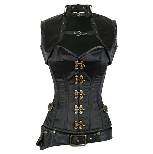 Lucette Steampunk Black Satin Ovrebust Corset
