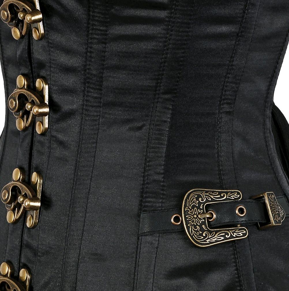 Lucette Steampunk Black Satin Ovrebust Corset