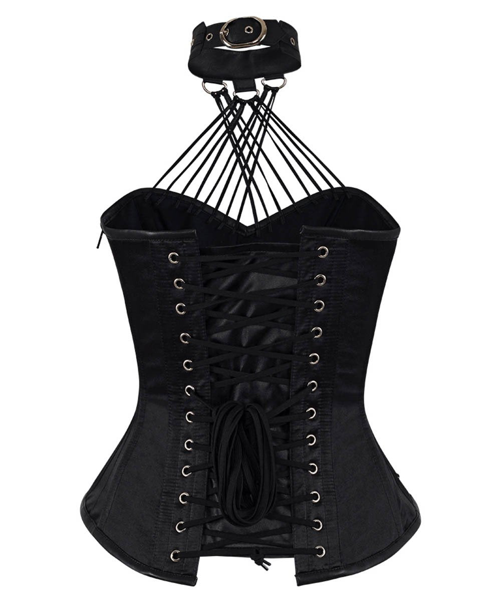 Ellaine Gothic Black Overbust Corset with Neck Gear