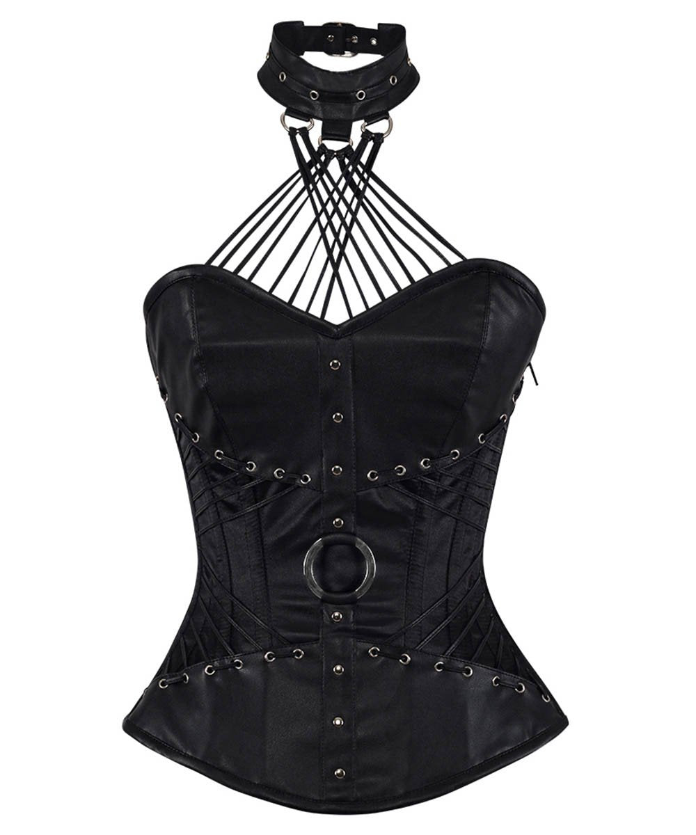 Ellaine Gothic Black Overbust Corset with Neck Gear