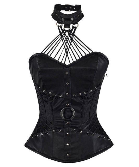 Ellaine Gothic Black Overbust Corset with Neck Gear
