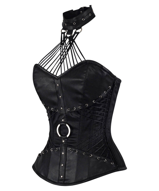 Ellaine Gothic Black Overbust Corset with Neck Gear