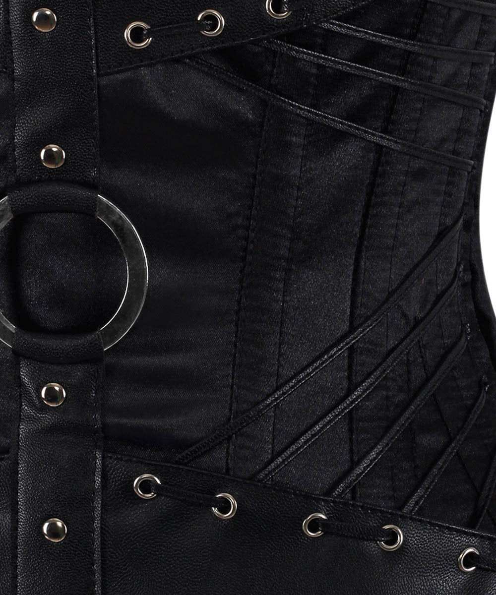 Ellaine Gothic Black Overbust Corset with Neck Gear