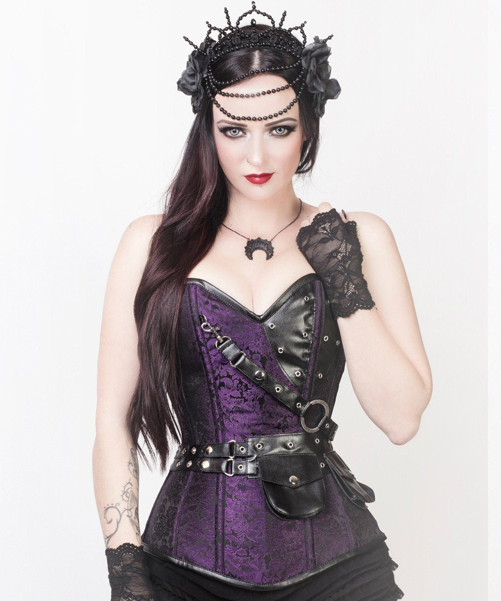Markos Purple Steampunk Overbust Corset with Shrug