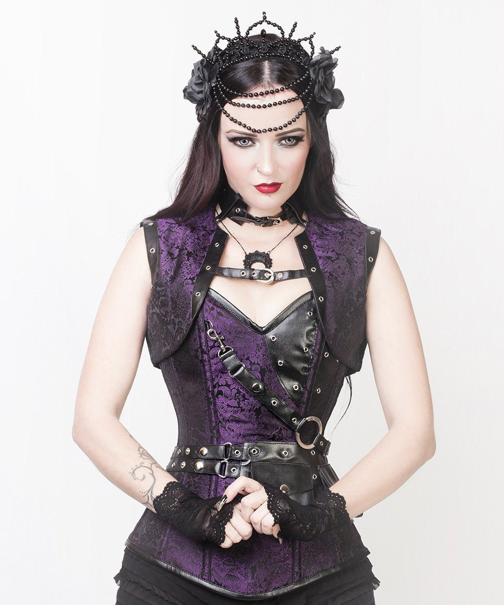Markos Purple Steampunk Overbust Corset with Shrug