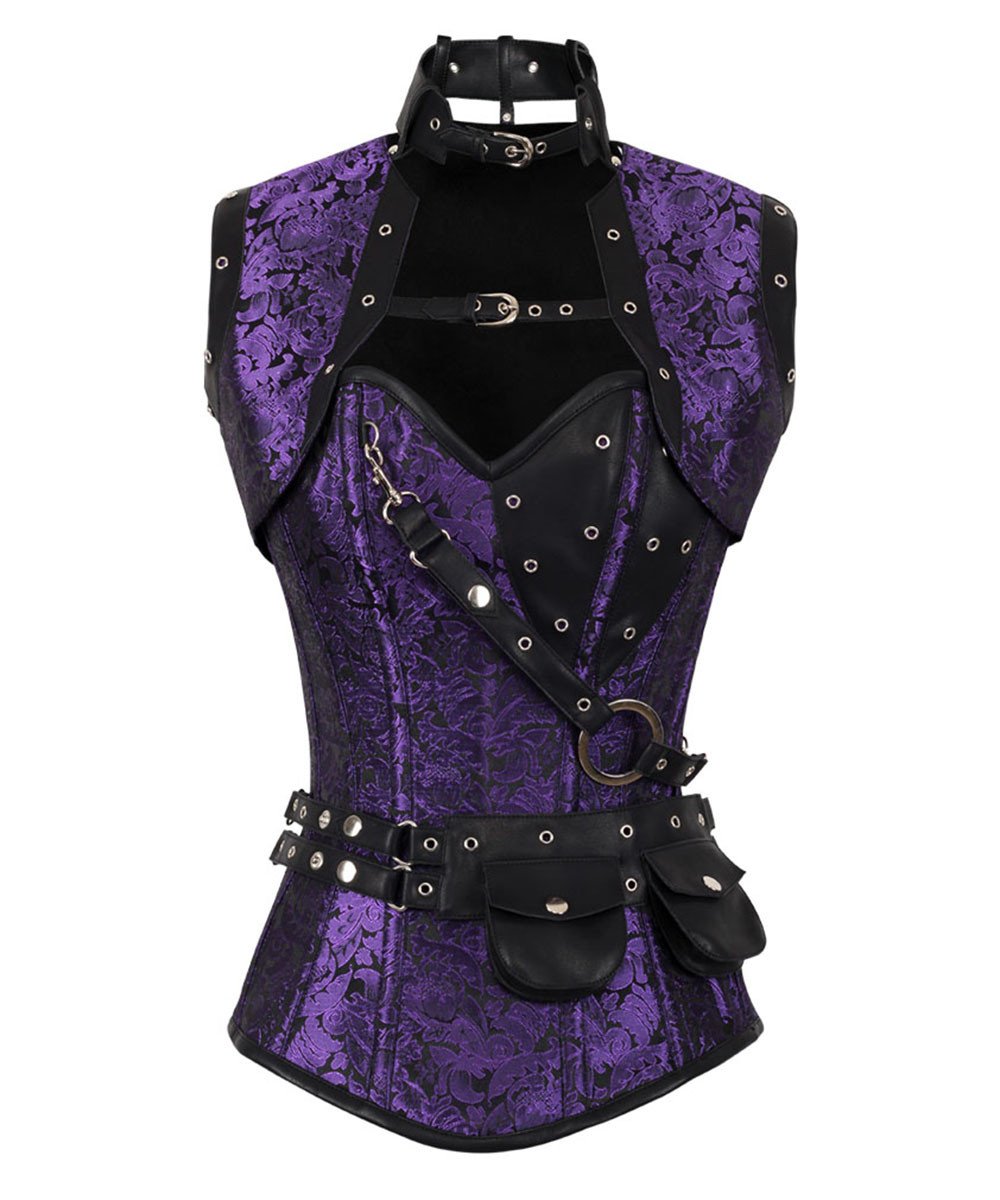 Markos Purple Steampunk Overbust Corset with Shrug