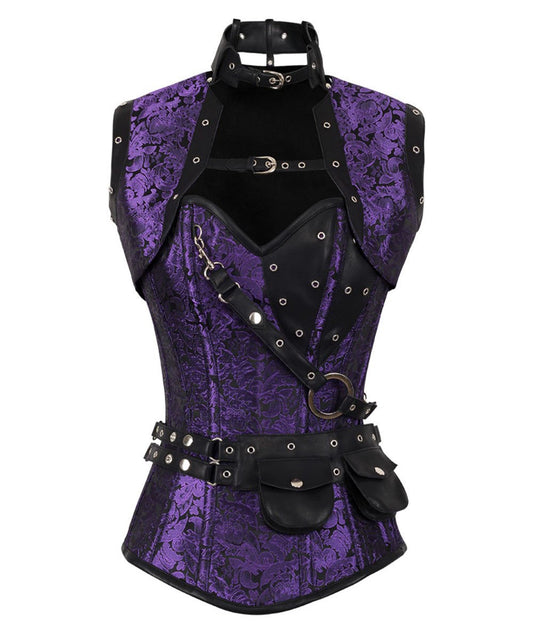 Markos Purple Steampunk Overbust Corset with Shrug