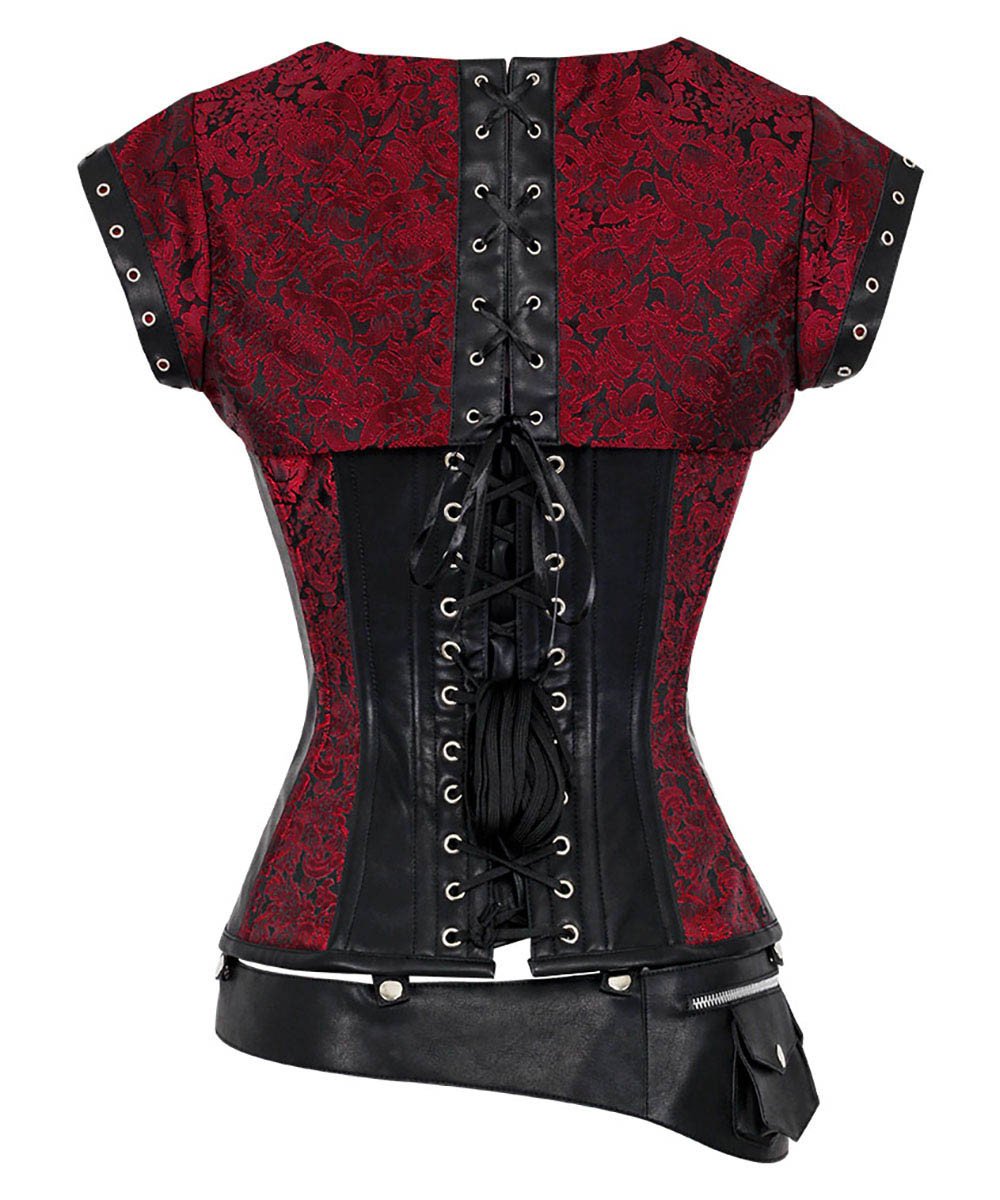 Vairocana Steampunk Overbust Brocade Corset with Shrug