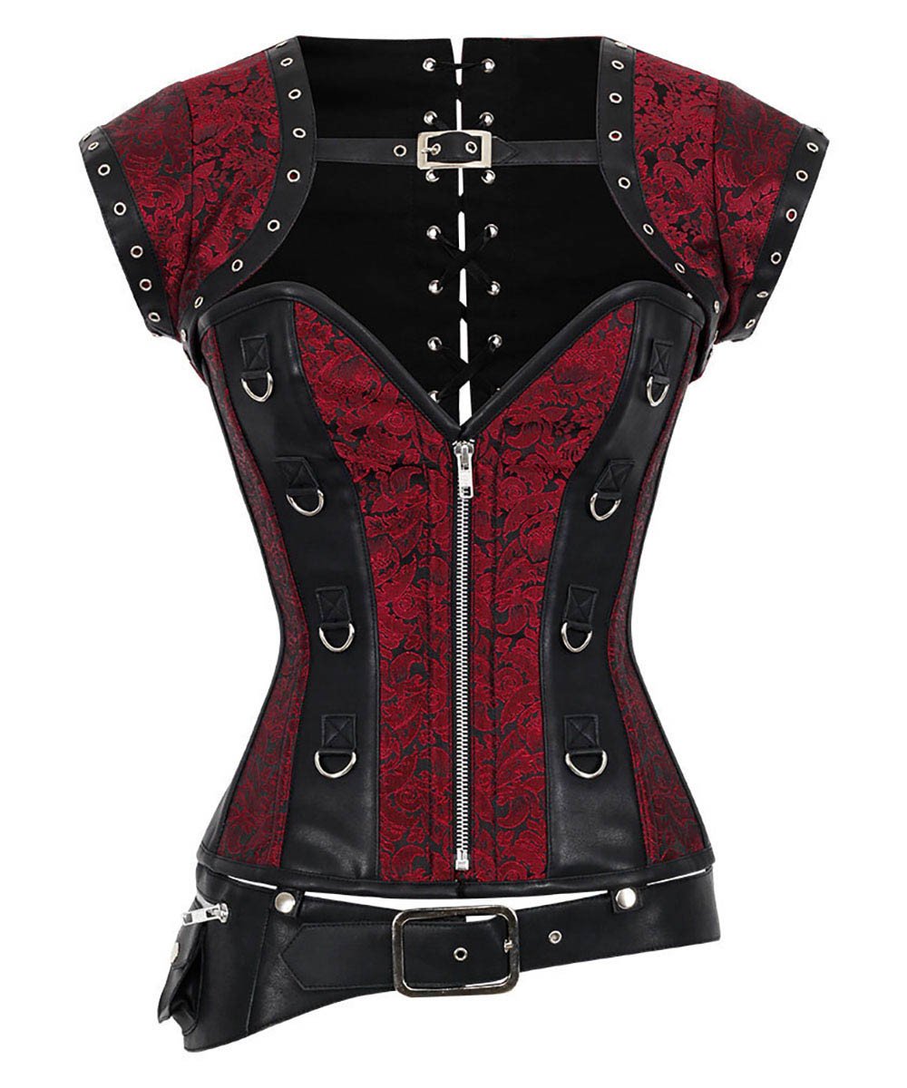 Vairocana Steampunk Overbust Brocade Corset with Shrug
