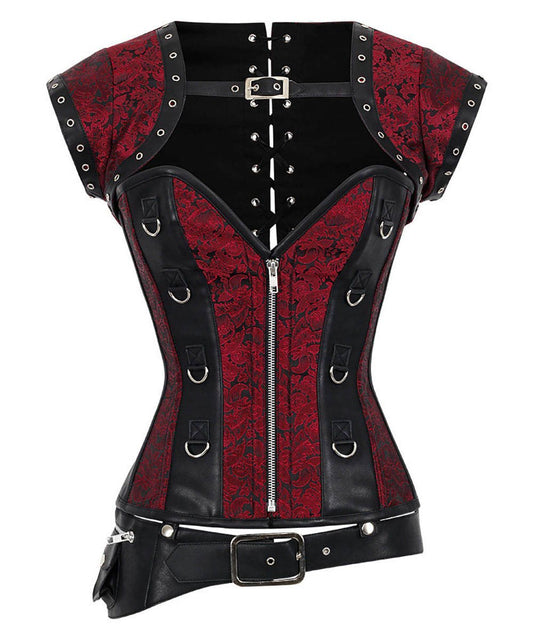 Vairocana Steampunk Overbust Brocade Corset with Shrug