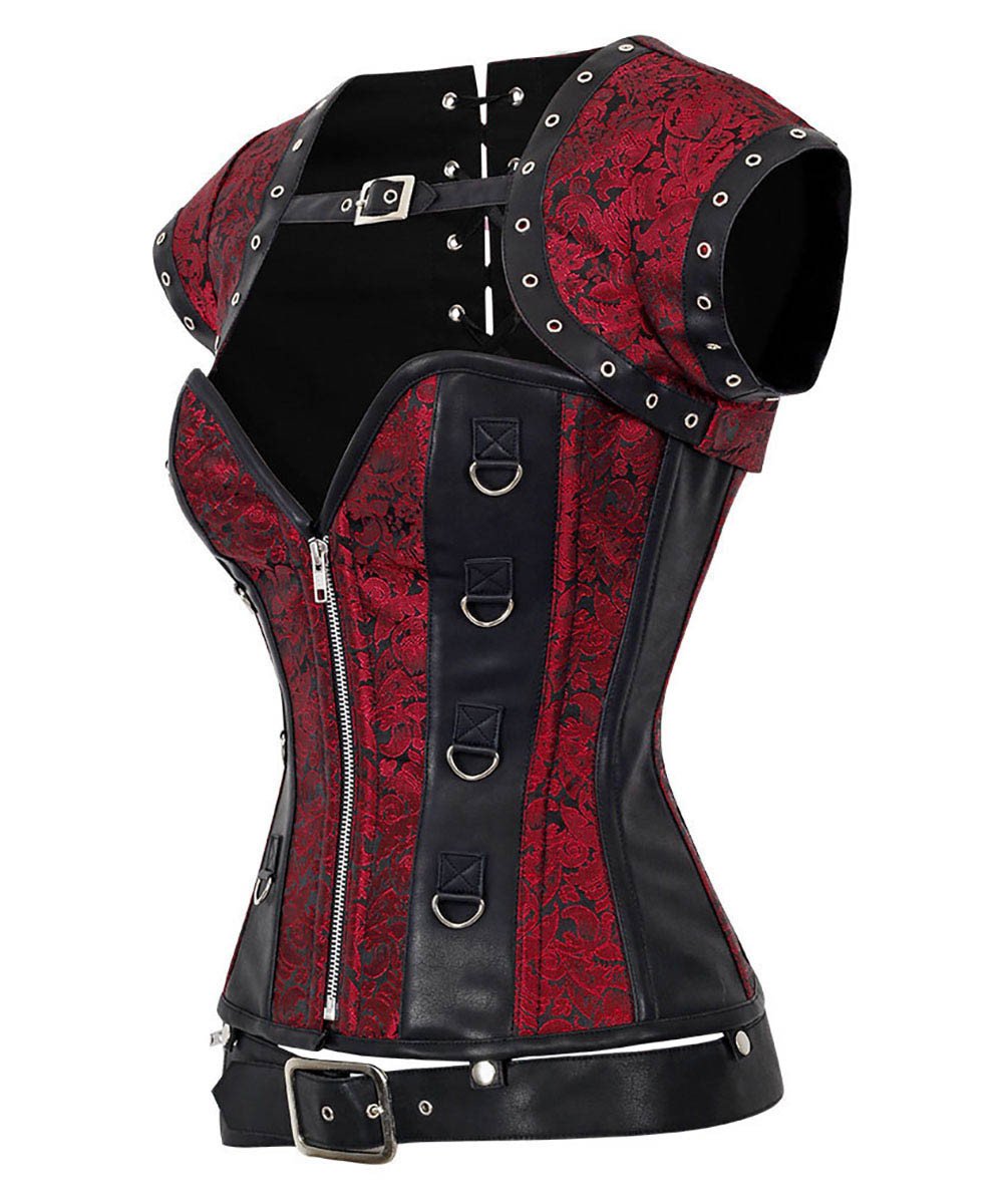 Vairocana Steampunk Overbust Brocade Corset with Shrug