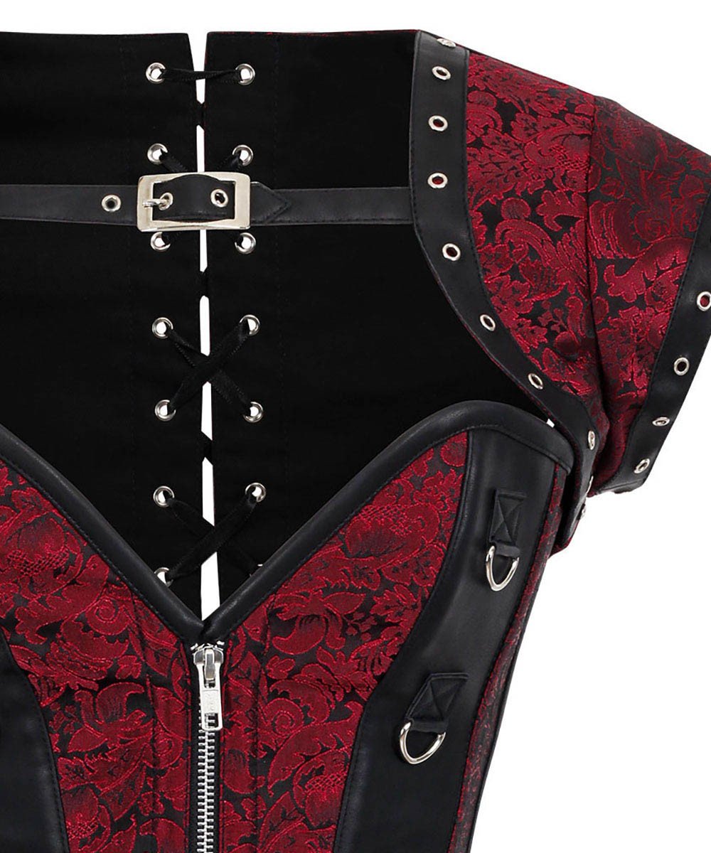 Vairocana Steampunk Overbust Brocade Corset with Shrug