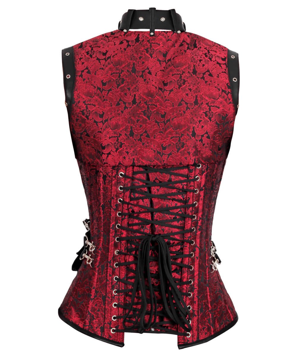 Vladmir Brocade Overbust Steampunk Corset with Detachable Belt