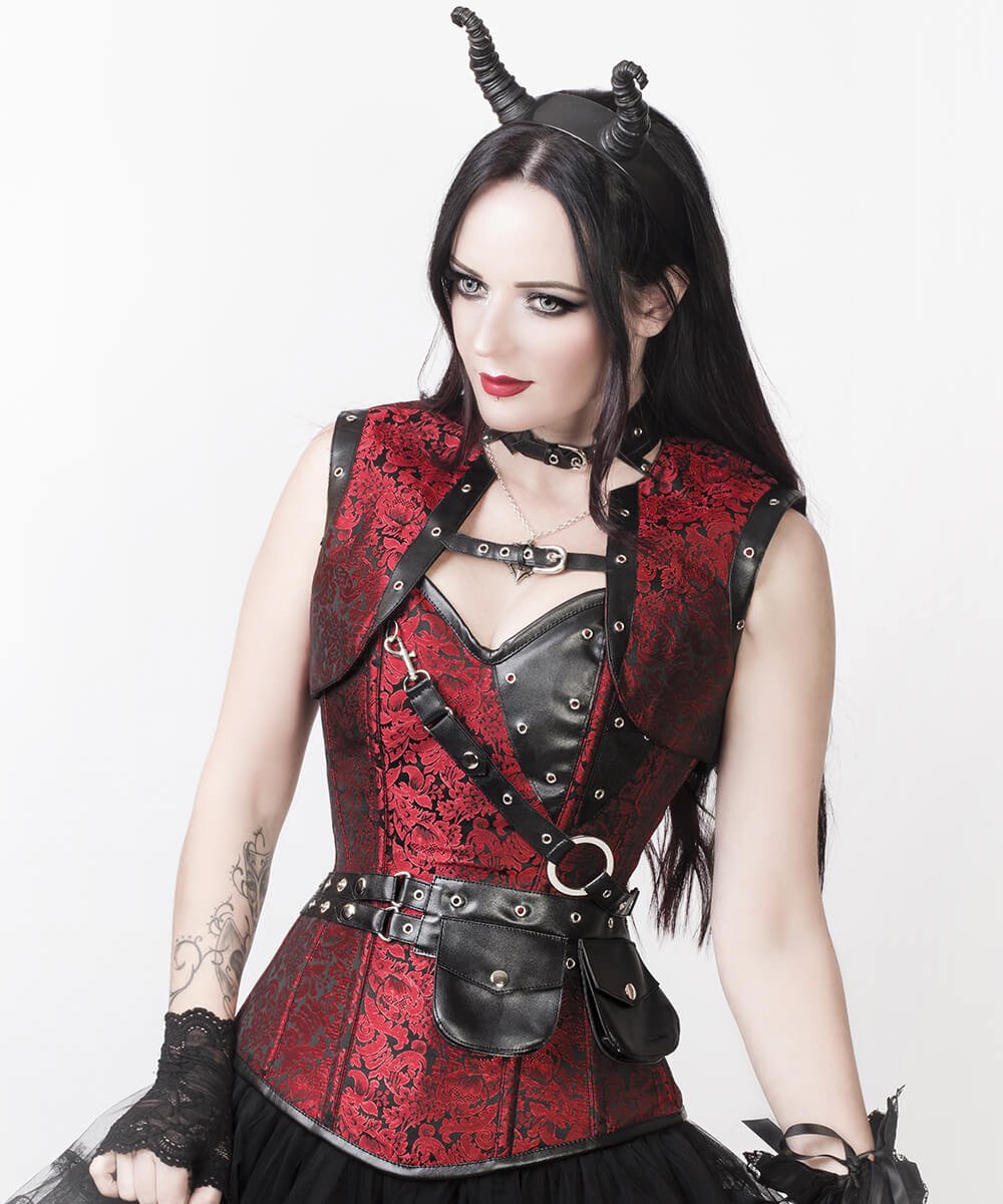Vladmir Brocade Overbust Steampunk Corset with Detachable Belt