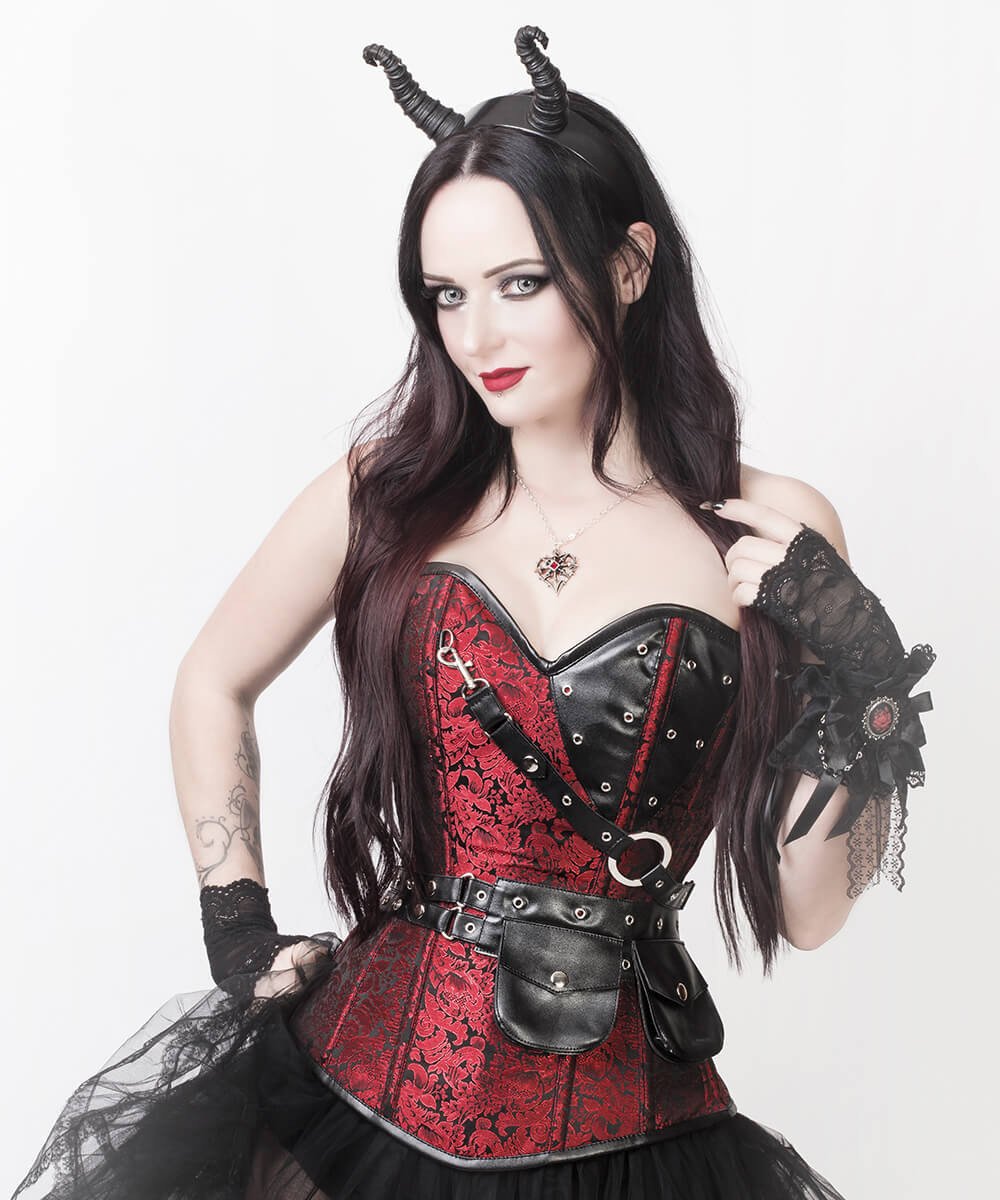 Vladmir Brocade Overbust Steampunk Corset with Detachable Belt
