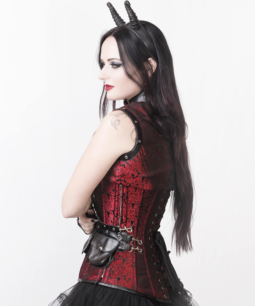 Vladmir Brocade Overbust Steampunk Corset with Detachable Belt