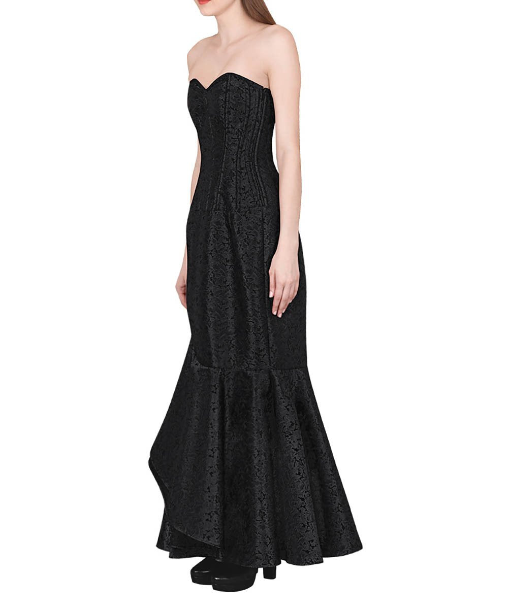 Vinata Gothic Black Cascaded Ruffle Corset Dress