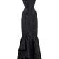 Vinata Gothic Black Cascaded Ruffle Corset Dress