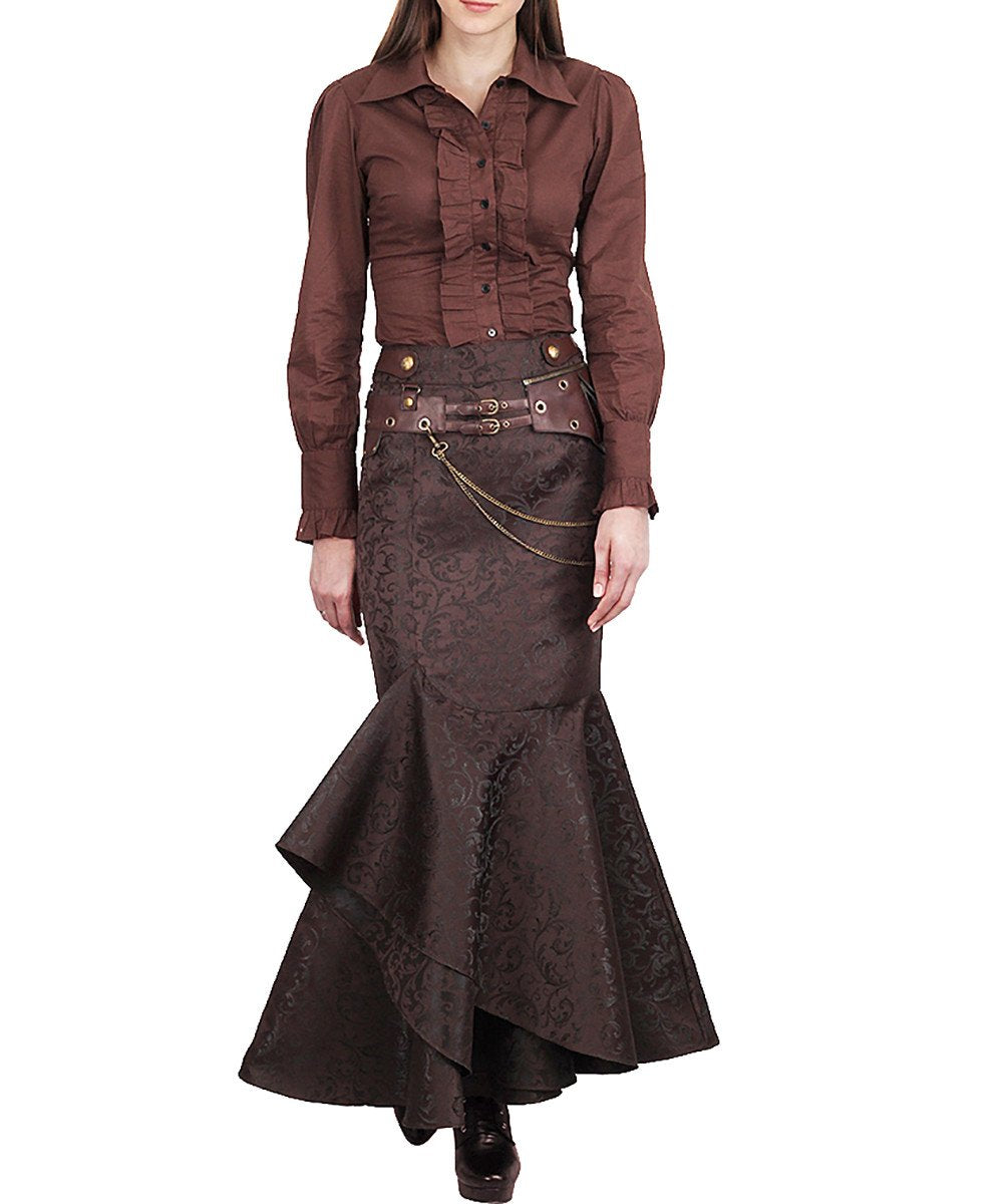 Haleema Long Ruffled Steampunk Skirt
