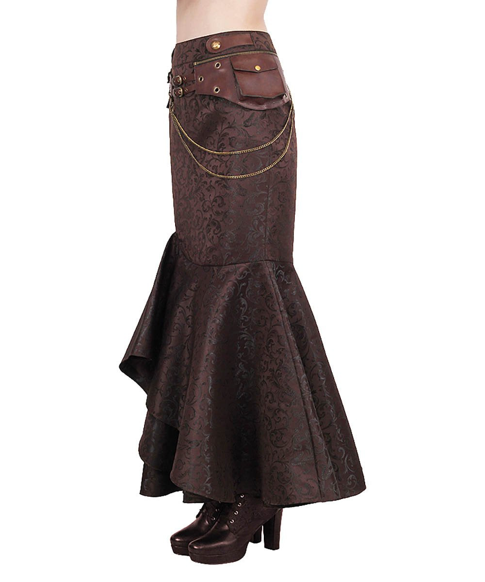 Haleema Long Ruffled Steampunk Skirt