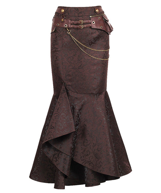 Haleema Long Ruffled Steampunk Skirt
