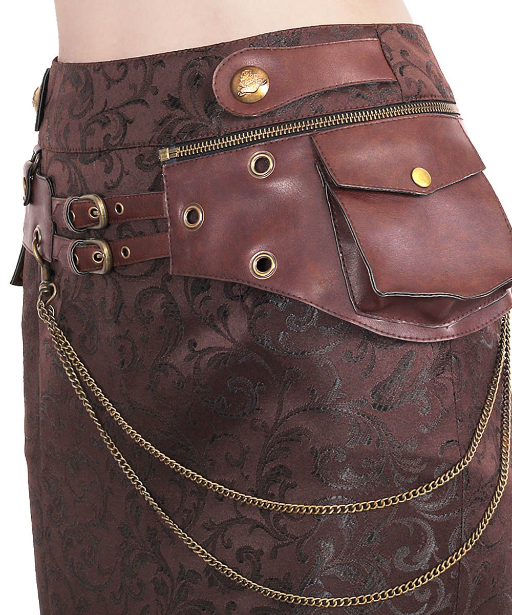 Haleema Long Ruffled Steampunk Skirt