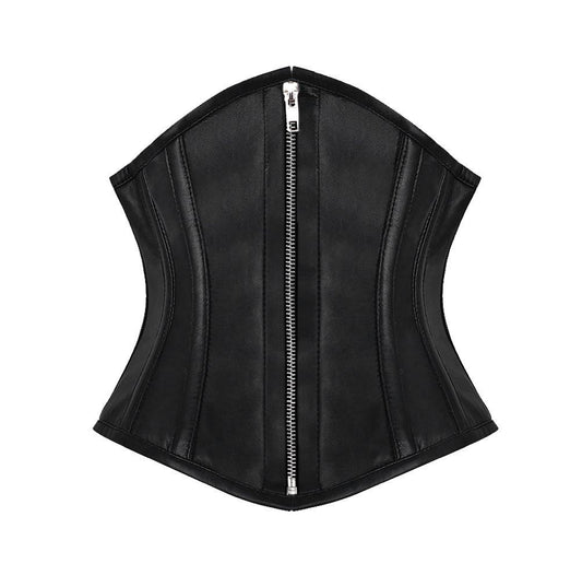 Edlyn Underbust Genuine Sheep Napa Leather Black Corset