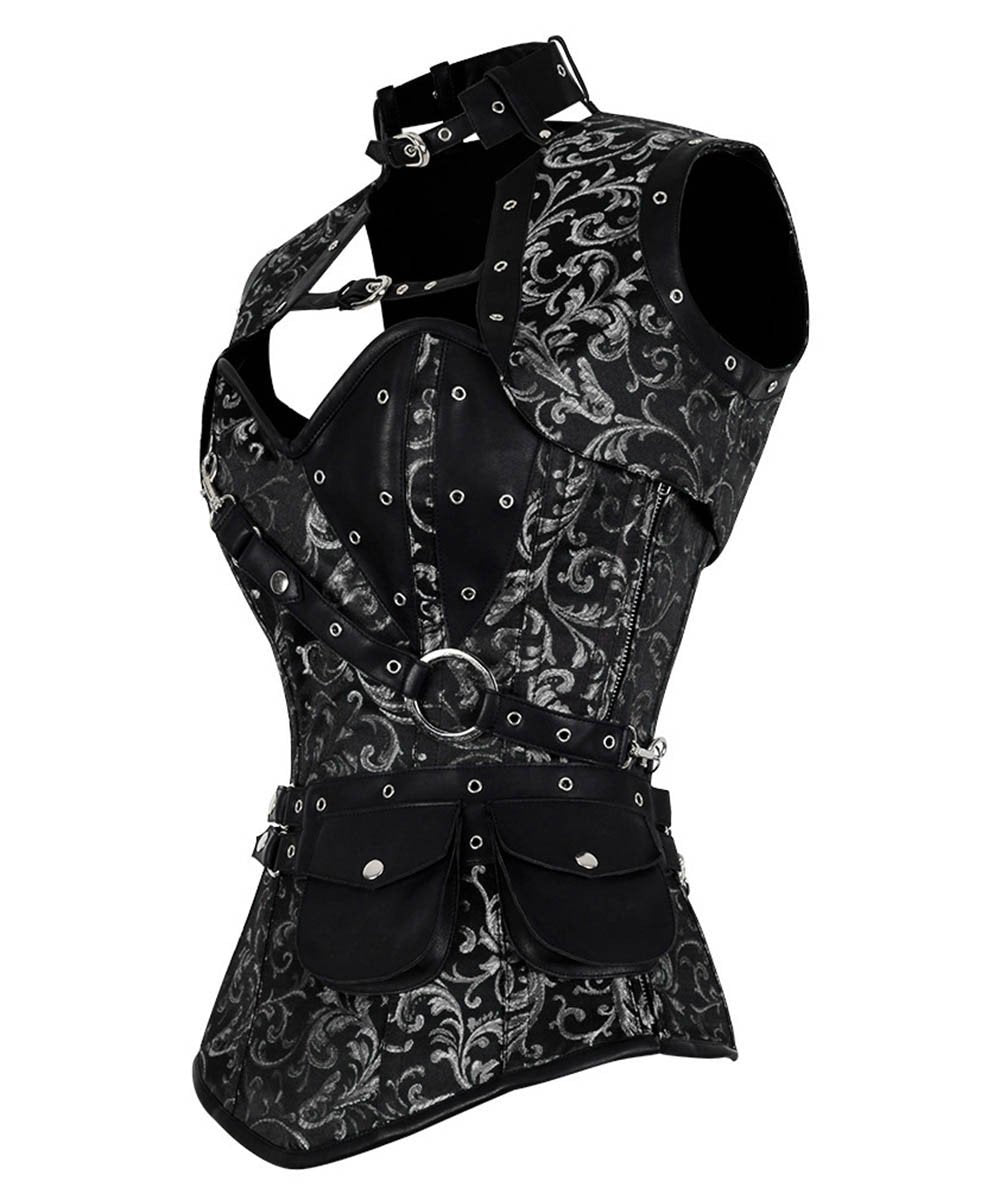 Harpinna Brocade Steampunk Overbust Corset