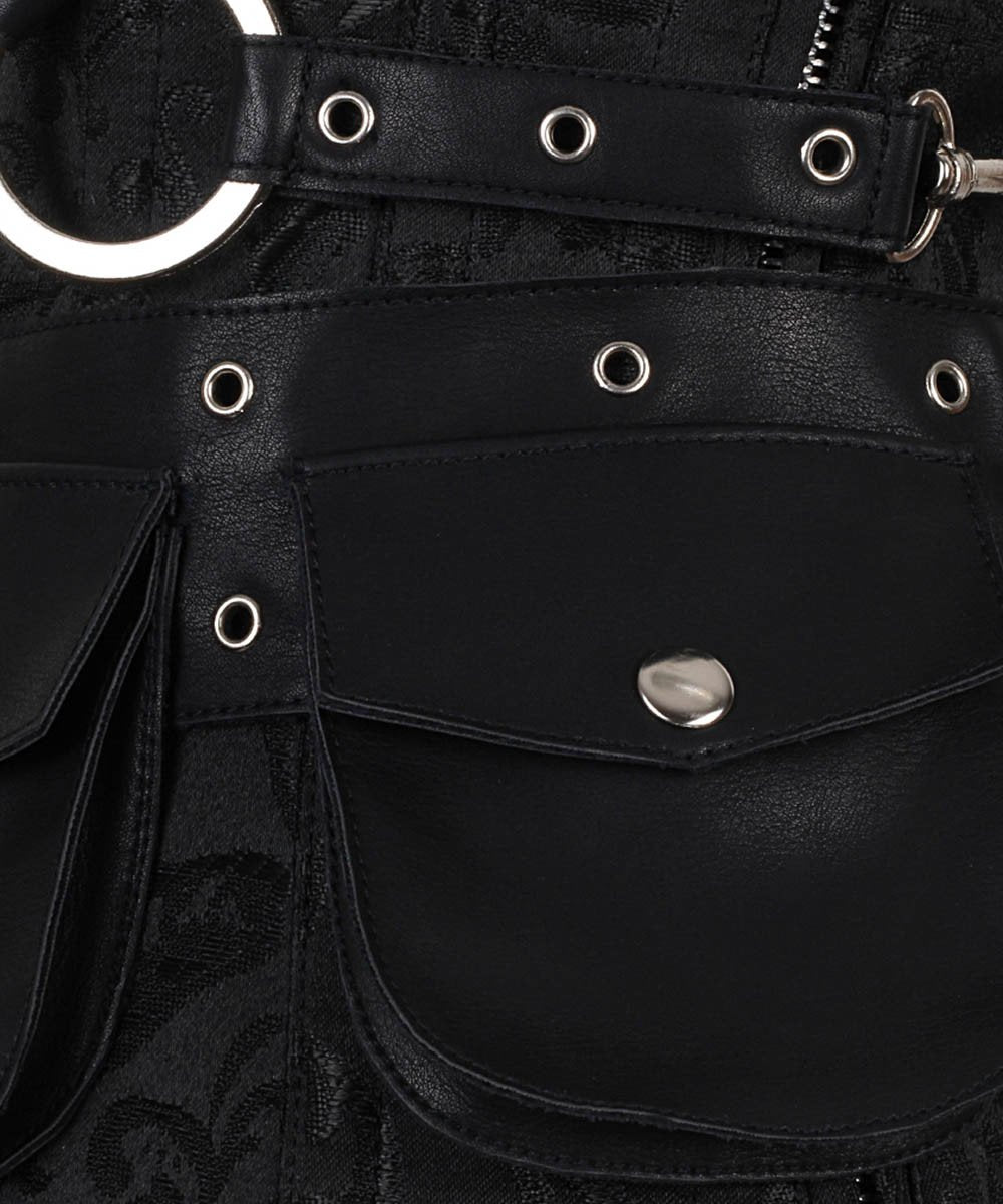 Aiolos Black Brocade Steampunk Overbust Corset