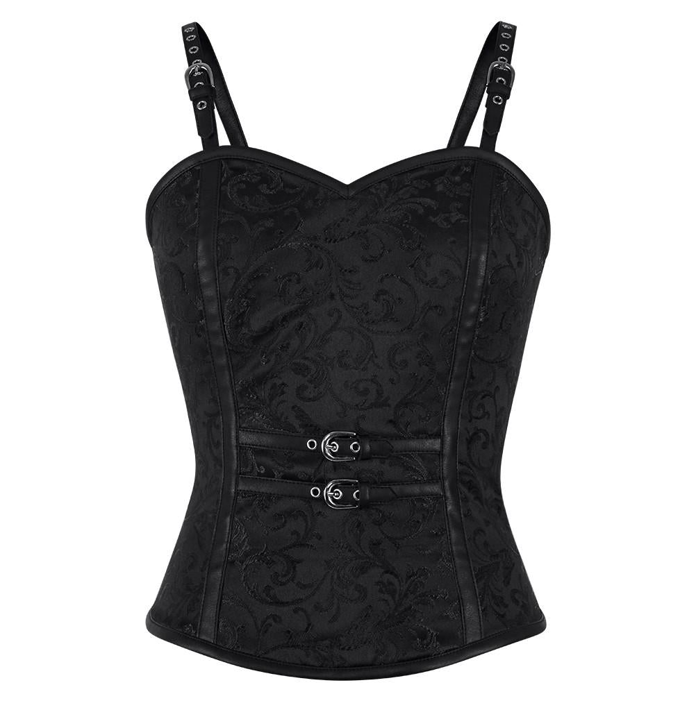 Gormley Gothic Black Shoulder Straps Corset Top
