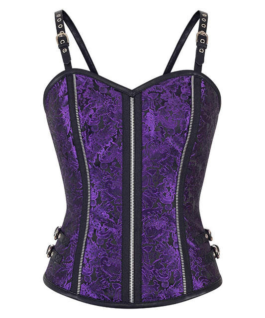 Cavan Gothic Shoulder Straps Purple Corset Top