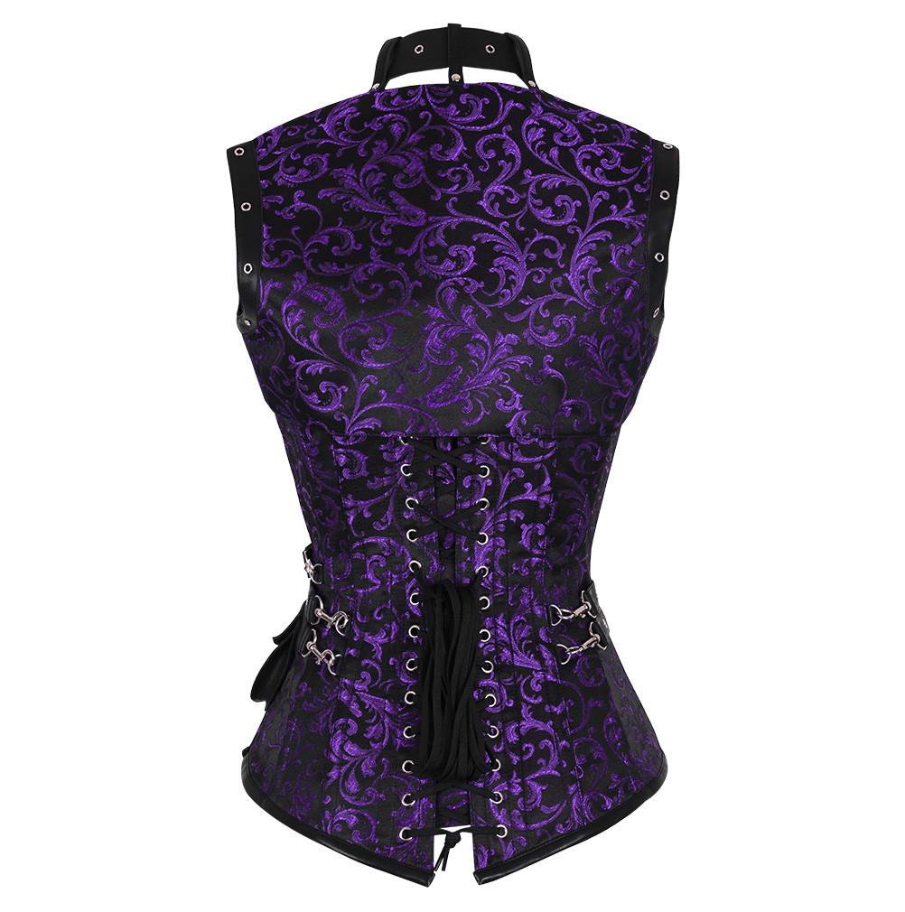 Nuala Purple Brocade Steampunk Overbust Corset