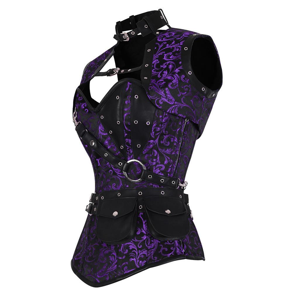 Nuala Purple Brocade Steampunk Overbust Corset