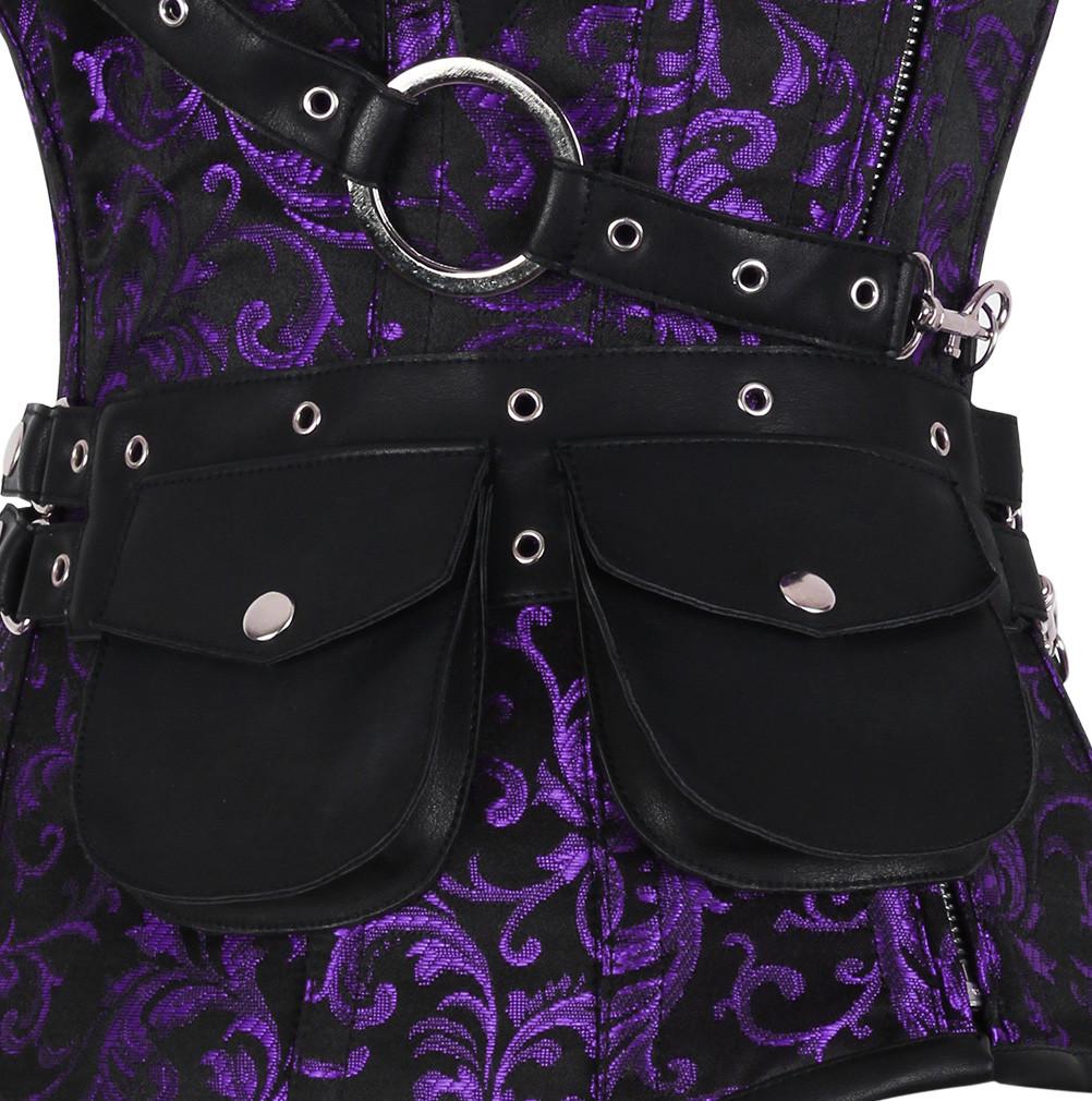 Nuala Purple Brocade Steampunk Overbust Corset