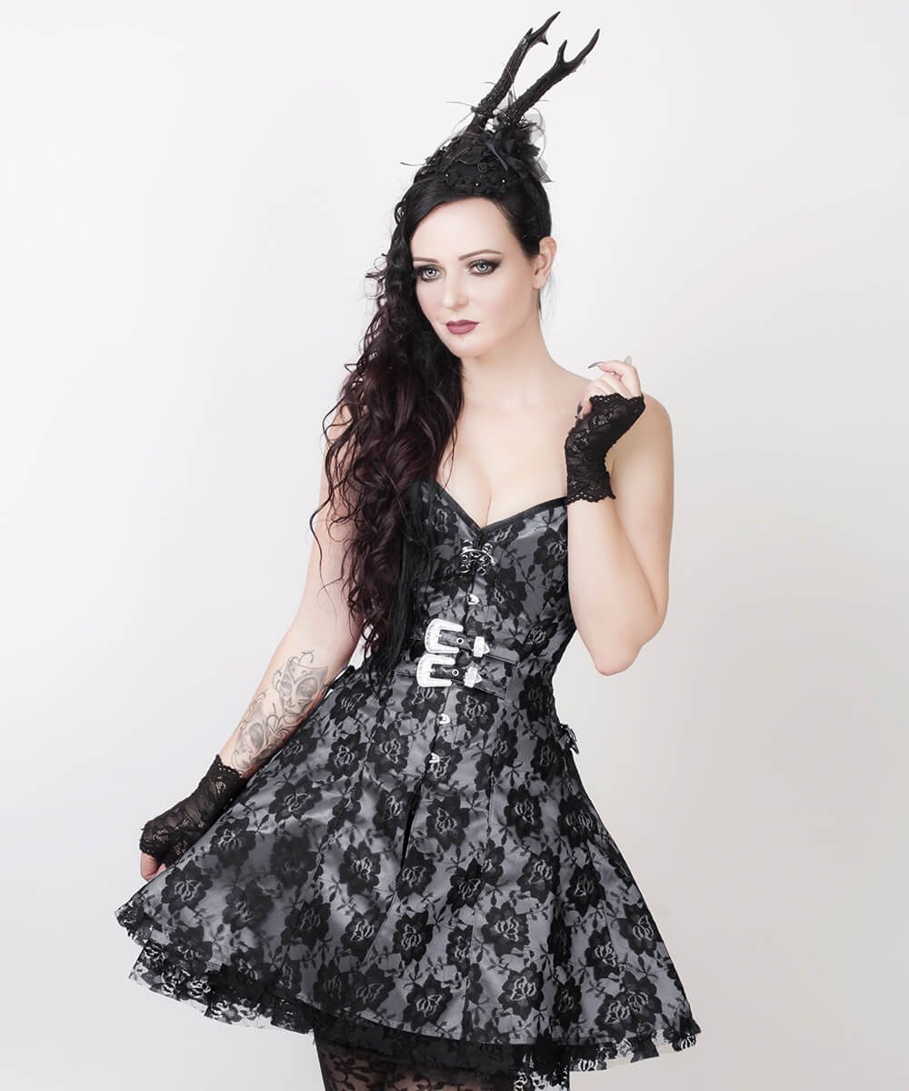 Fedot Gothic Lace Overlay Corset Dress