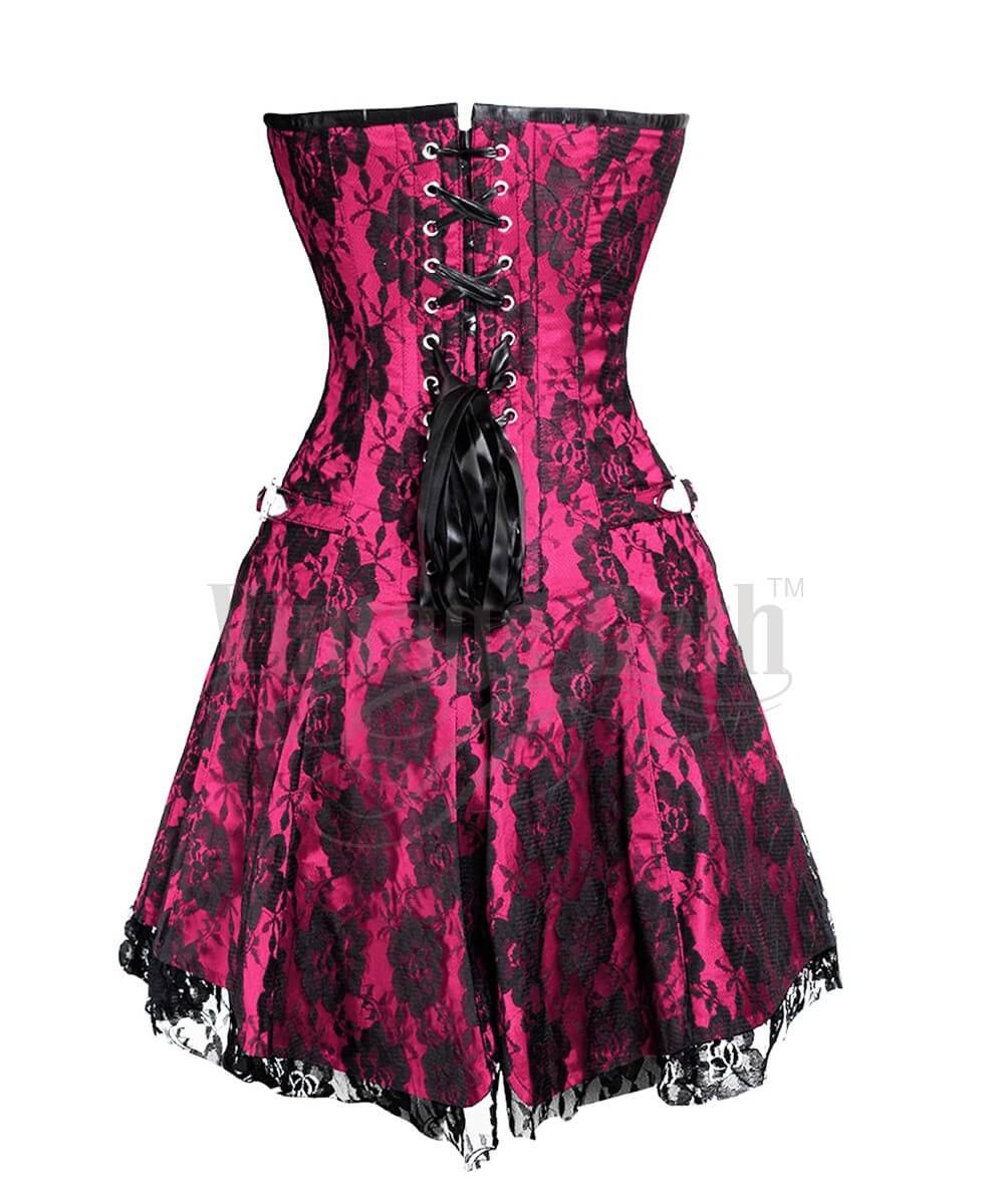 Cadeyrn Gothic Lace Overlay Plus Size Corset Dress
