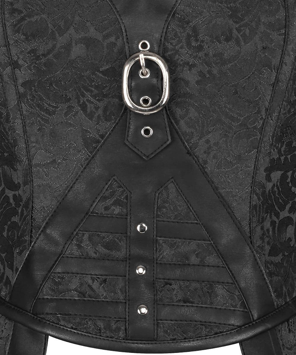 Darrellyn Steampunk Black Corset Top with Halter Neck