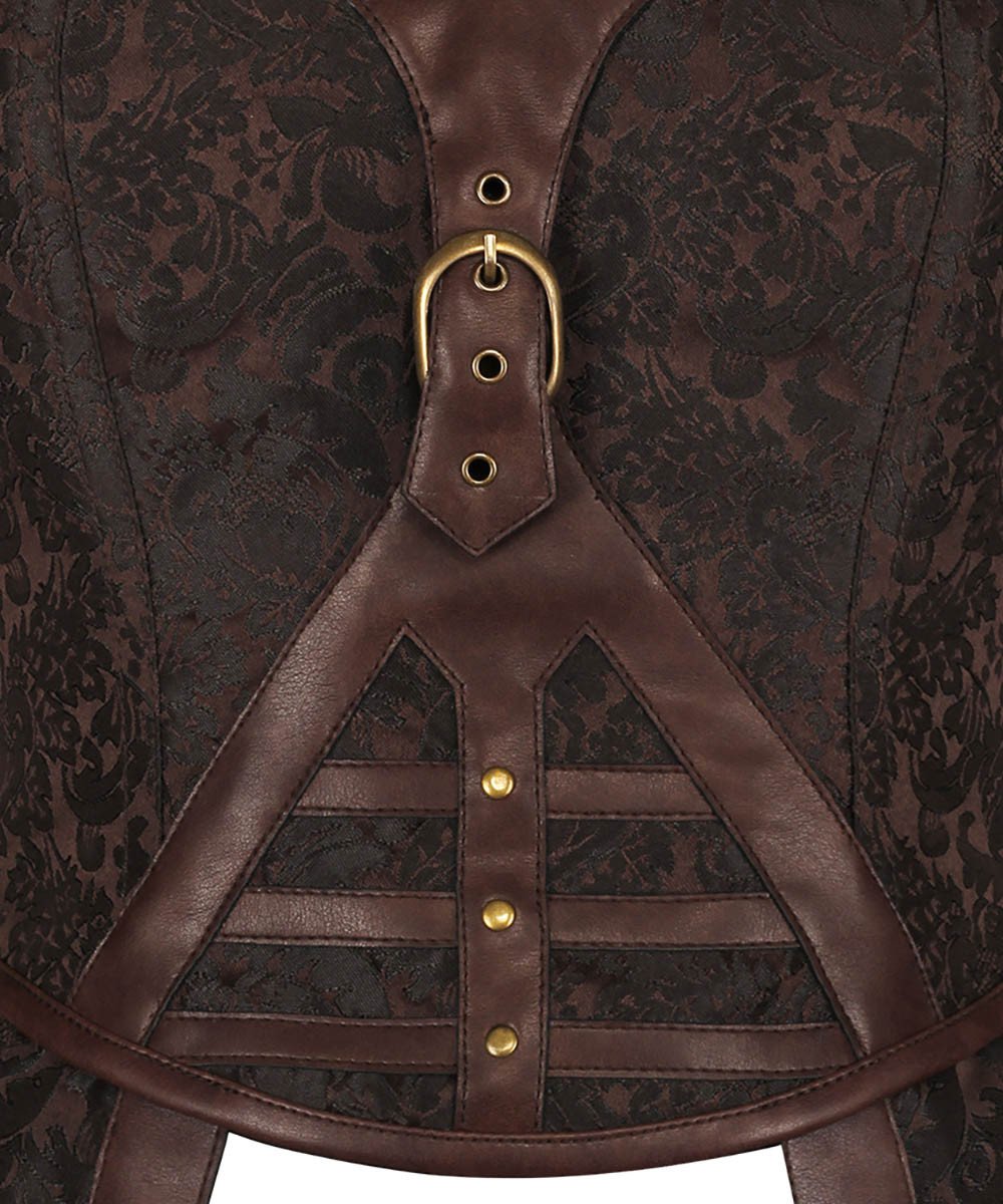 Elethia Steampunk Brown Halter Neck Corset Top