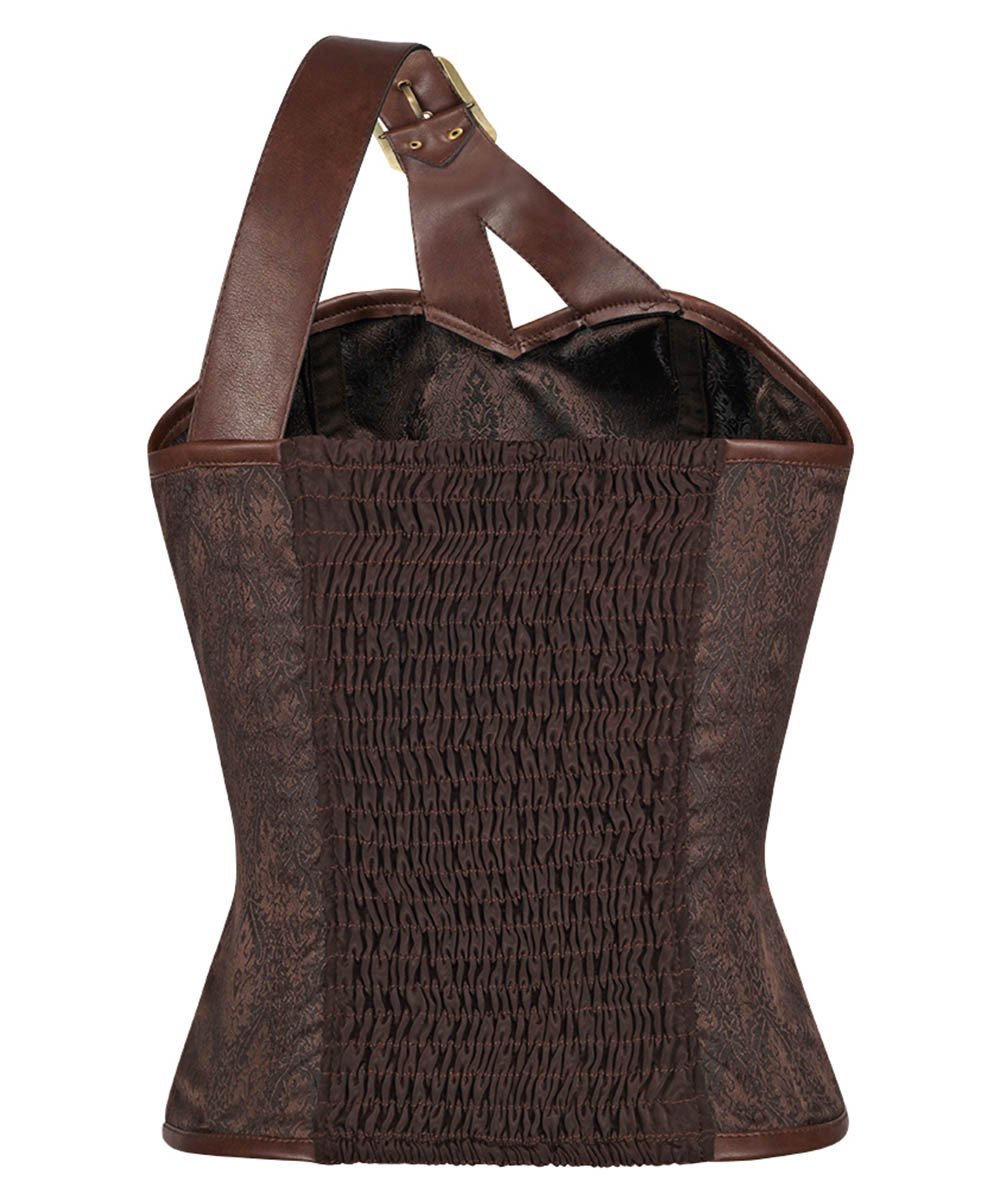 Ahern Steampunk Brown Corset Top with Single Strap